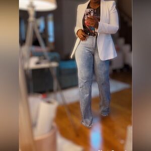 Light washed wide leg denim